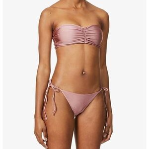 Jade Swim Ties String Bikini Bottoms in Mauve Sheen - Size S
